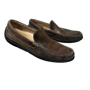 Ecco Men's Classic Moc Driver Brown Genuine Leather Loafers